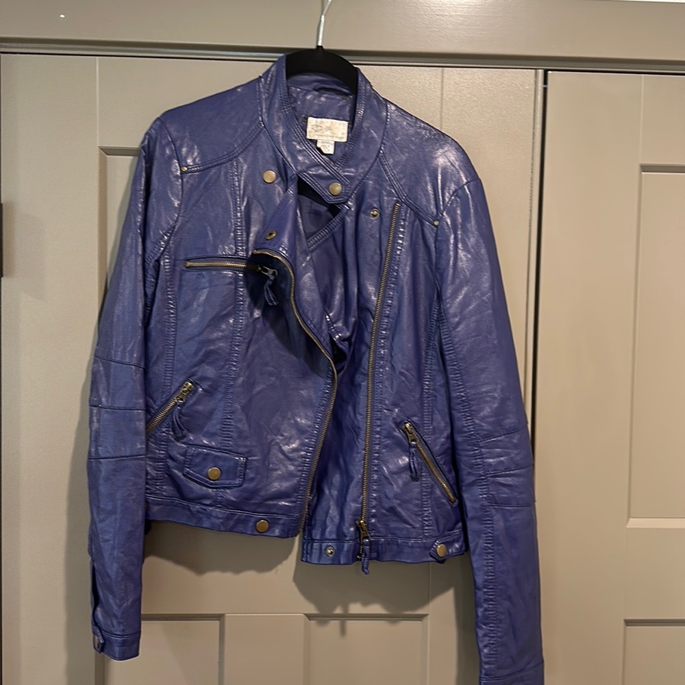 Faux leather bomber jacket